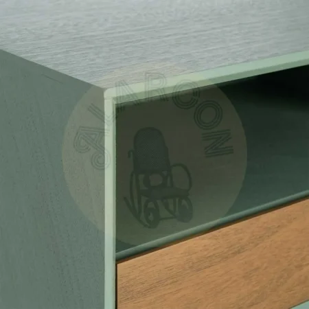 Mesita de dormitorio con cajón lacada en DM color verde 50x35x50cm - Ixia - 616146IX - foto-secundaria-3