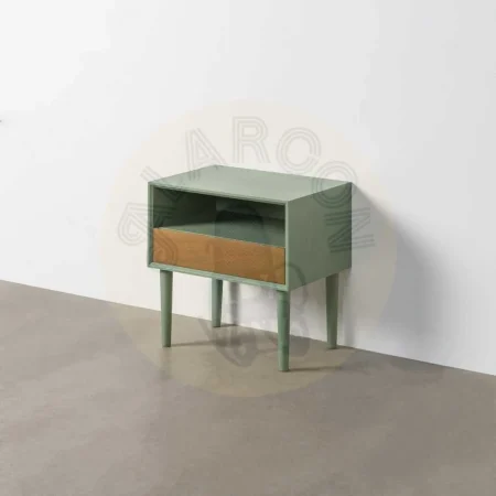 Mesita de dormitorio con cajón lacada en DM color verde 50x35x50cm - Ixia - 616146IX - foto-secundaria-7