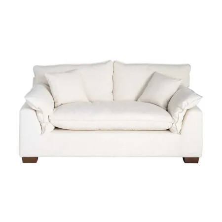 Sofá 2 plazas crema en tejido poliéster y lino asientos con doble pluma cojines desenfundables 178x101x71cm - Ixia - 616161IX - foto-blanco