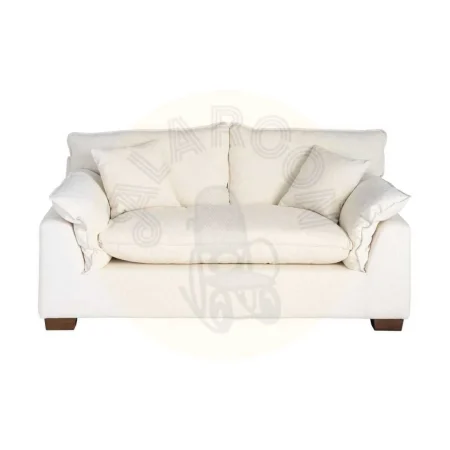 Sofá 2 plazas crema en tejido poliéster y lino asientos con doble pluma cojines desenfundables 178x101x71cm - Ixia - 616161IX - foto-secundaria-1