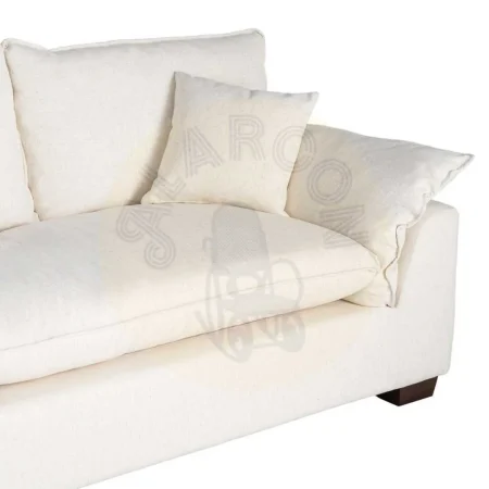 Sofá 2 plazas crema en tejido poliéster y lino asientos con doble pluma cojines desenfundables 178x101x71cm - Ixia - 616161IX - foto-secundaria-3