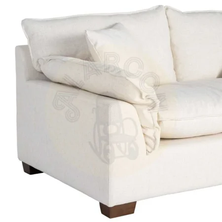Sofá 2 plazas crema en tejido poliéster y lino asientos con doble pluma cojines desenfundables 178x101x71cm - Ixia - 616161IX - foto-secundaria-4