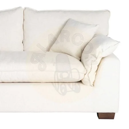 Sofá 2 plazas crema en tejido poliéster y lino asientos con doble pluma cojines desenfundables 178x101x71cm - Ixia - 616161IX - foto-secundaria-6