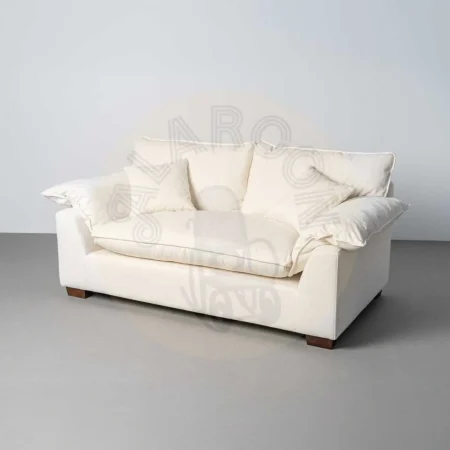 Sofá 2 plazas crema en tejido poliéster y lino asientos con doble pluma cojines desenfundables 178x101x71cm - Ixia - 616161IX - foto-secundaria-9