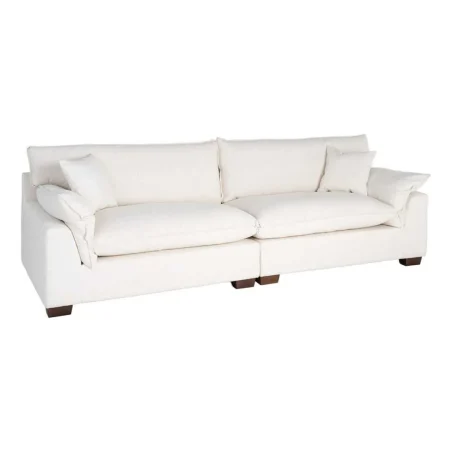 Sofá 4 plazas crema en tejido 92% poliéster 8% lino con relleno de doble pluma y cojines desenfundables 282x101x71cm - Ixia - 616162IX - foto-blanco