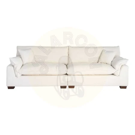 Sofá 4 plazas crema en tejido 92% poliéster 8% lino con relleno de doble pluma y cojines desenfundables 282x101x71cm - Ixia - 616162IX - foto-secundaria-1