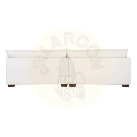 Sofá 4 plazas crema en tejido 92% poliéster 8% lino con relleno de doble pluma y cojines desenfundables 282x101x71cm - Ixia - 616162IX - foto-secundaria-2