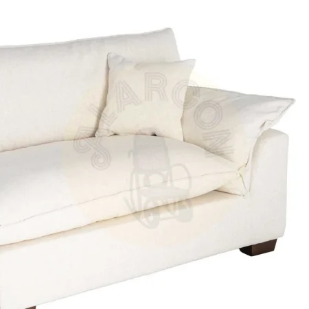 Sofá 4 plazas crema en tejido 92% poliéster 8% lino con relleno de doble pluma y cojines desenfundables 282x101x71cm - Ixia - 616162IX - foto-secundaria-3