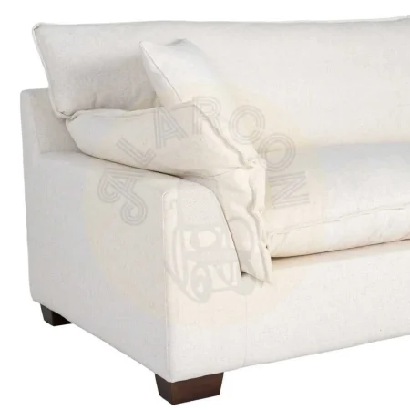 Sofá 4 plazas crema en tejido 92% poliéster 8% lino con relleno de doble pluma y cojines desenfundables 282x101x71cm - Ixia - 616162IX - foto-secundaria-4
