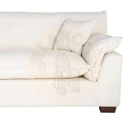 Sofá 4 plazas crema en tejido 92% poliéster 8% lino con relleno de doble pluma y cojines desenfundables 282x101x71cm - Ixia - 616162IX - foto-secundaria-5