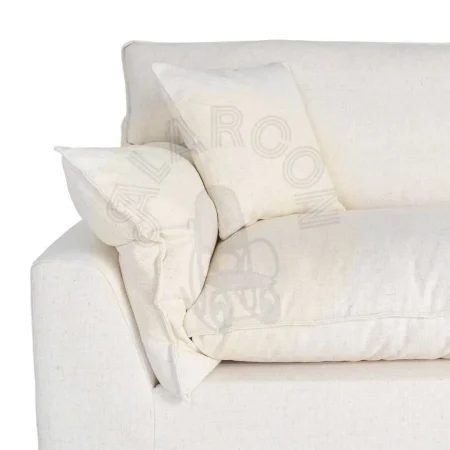 Sofá 4 plazas crema en tejido 92% poliéster 8% lino con relleno de doble pluma y cojines desenfundables 282x101x71cm - Ixia - 616162IX - foto-secundaria-6