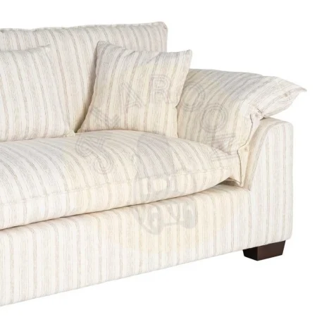 Sofá 2 plazas en tejido crema a rayas con asientos de doble pluma y cojines desenfundables 178x101x71cm - Ixia - 616163IX - foto-secundaria-3