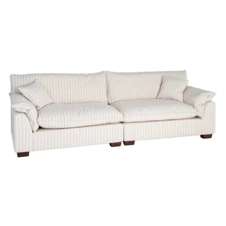 Sofá 4 plazas rayas crema en tejido 92% poliéster 8% lino con asientos doble pluma y cojines desenfundables altura asiento 50cm altura respaldo 48cm 282x101x71cm - Ixia - 616164IX - foto-blanco
