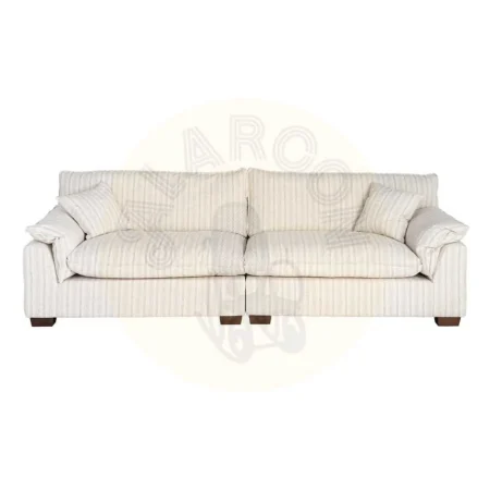 Sofá 4 plazas rayas crema en tejido 92% poliéster 8% lino con asientos doble pluma y cojines desenfundables altura asiento 50cm altura respaldo 48cm 282x101x71cm - Ixia - 616164IX - foto-secundaria-1
