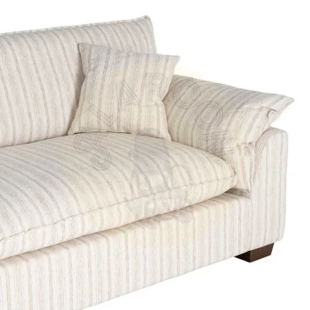 Sofá 4 plazas rayas crema en tejido 92% poliéster 8% lino con asientos doble pluma y cojines desenfundables altura asiento 50cm altura respaldo 48cm 282x101x71cm - Ixia - 616164IX - foto-secundaria-3