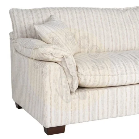 Sofá 4 plazas rayas crema en tejido 92% poliéster 8% lino con asientos doble pluma y cojines desenfundables altura asiento 50cm altura respaldo 48cm 282x101x71cm - Ixia - 616164IX - foto-secundaria-4
