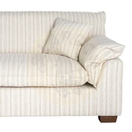 Sofá 4 plazas rayas crema en tejido 92% poliéster 8% lino con asientos doble pluma y cojines desenfundables altura asiento 50cm altura respaldo 48cm 282x101x71cm - Ixia - 616164IX - foto-secundaria-5