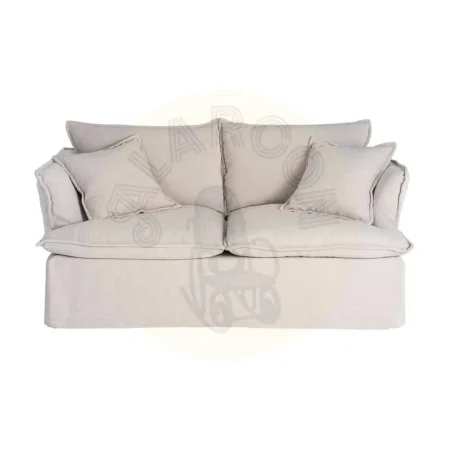 Sofá 2 plazas tapizado en tejido crema 100% poliéster con asientos de doble pluma desenfundable 181x103x72cm - Ixia - 616165IX - foto-secundaria-1