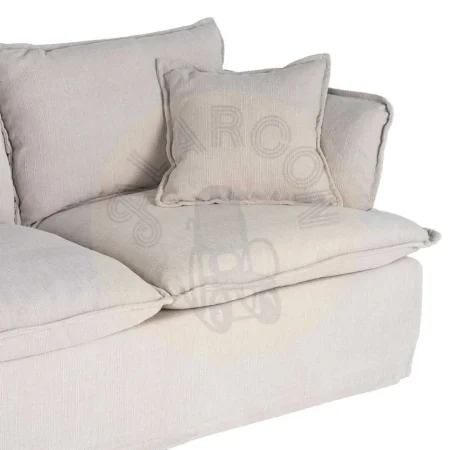 Sofá 2 plazas tapizado en tejido crema 100% poliéster con asientos de doble pluma desenfundable 181x103x72cm - Ixia - 616165IX - foto-secundaria-3