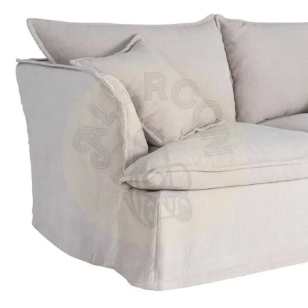 Sofá 2 plazas tapizado en tejido crema 100% poliéster con asientos de doble pluma desenfundable 181x103x72cm - Ixia - 616165IX - foto-secundaria-4