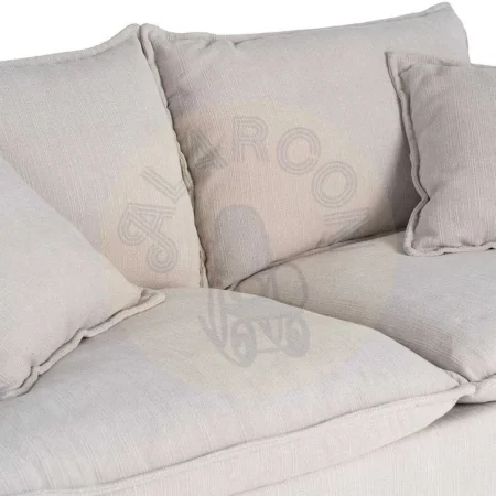 Sofá 2 plazas tapizado en tejido crema 100% poliéster con asientos de doble pluma desenfundable 181x103x72cm - Ixia - 616165IX - foto-secundaria-5