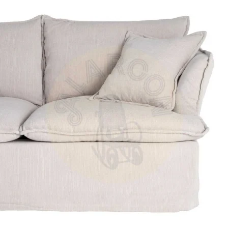 Sofá 2 plazas tapizado en tejido crema 100% poliéster con asientos de doble pluma desenfundable 181x103x72cm - Ixia - 616165IX - foto-secundaria-6