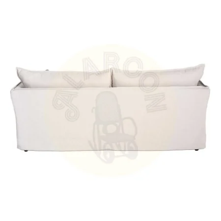 Sofá 3 plazas crema en tejido 100% poliéster con relleno doble pluma desenfundable 221x103x72cm - Ixia - 616166IX - foto-secundaria-2