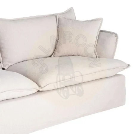 Sofá 3 plazas crema en tejido 100% poliéster con relleno doble pluma desenfundable 221x103x72cm - Ixia - 616166IX - foto-secundaria-3