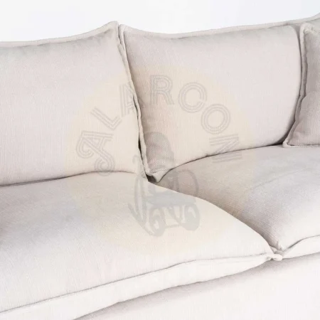 Sofá 3 plazas crema en tejido 100% poliéster con relleno doble pluma desenfundable 221x103x72cm - Ixia - 616166IX - foto-secundaria-5