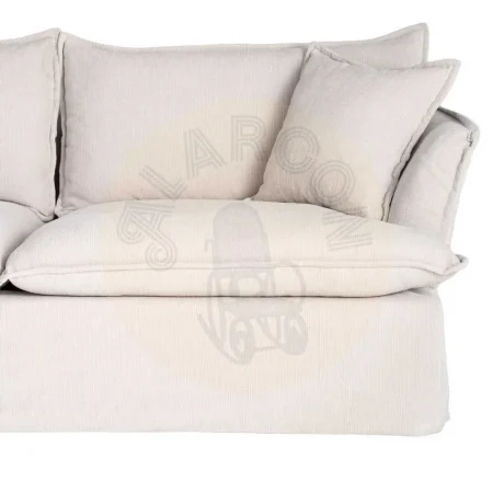 Sofá 3 plazas crema en tejido 100% poliéster con relleno doble pluma desenfundable 221x103x72cm - Ixia - 616166IX - foto-secundaria-6