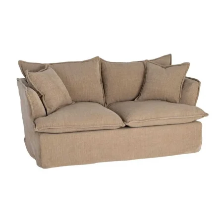 Sofá 2 plazas beige oscuro en tejido 100% poliéster con relleno doble pluma completamente desenfundable 181x103x72cm - Ixia - 616167IX - foto-blanco