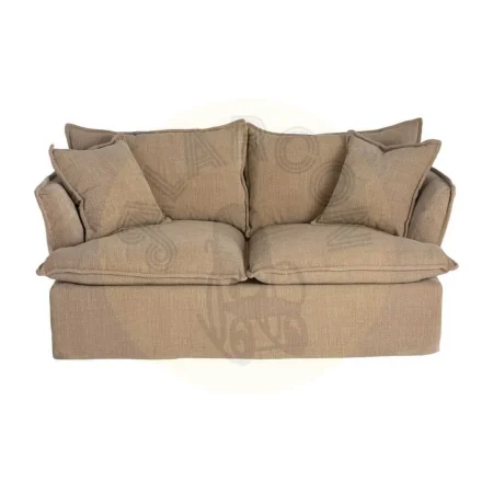 Sofá 2 plazas beige oscuro en tejido 100% poliéster con relleno doble pluma completamente desenfundable 181x103x72cm - Ixia - 616167IX - foto-secundaria-1