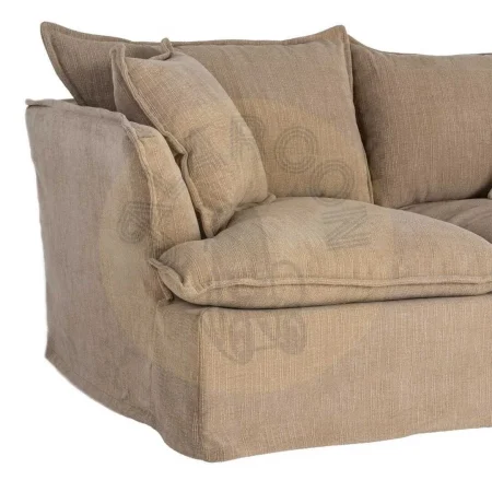 Sofá 2 plazas beige oscuro en tejido 100% poliéster con relleno doble pluma completamente desenfundable 181x103x72cm - Ixia - 616167IX - foto-secundaria-4