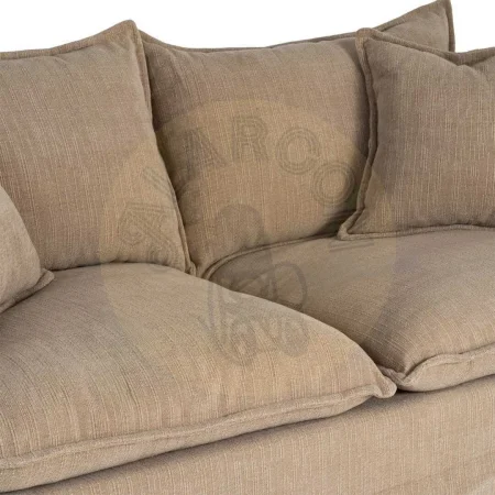 Sofá 2 plazas beige oscuro en tejido 100% poliéster con relleno doble pluma completamente desenfundable 181x103x72cm - Ixia - 616167IX - foto-secundaria-5