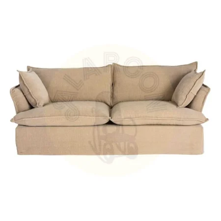 Sofá 3 plazas beige oscuro tejido 100% poliéster relleno doble pluma totalmente desenfundable 221x103x72cm - Ixia - 616168IX - foto-secundaria-1