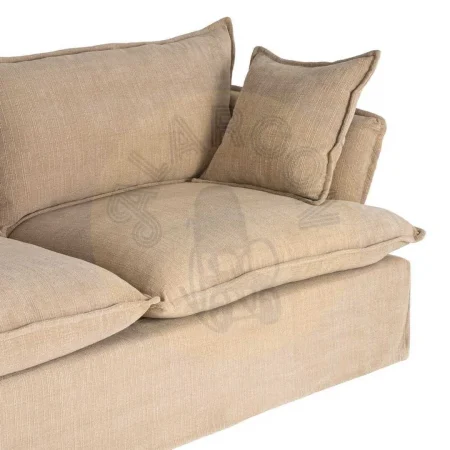 Sofá 3 plazas beige oscuro tejido 100% poliéster relleno doble pluma totalmente desenfundable 221x103x72cm - Ixia - 616168IX - foto-secundaria-3