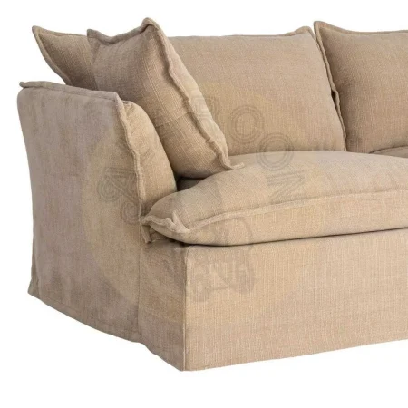 Sofá 3 plazas beige oscuro tejido 100% poliéster relleno doble pluma totalmente desenfundable 221x103x72cm - Ixia - 616168IX - foto-secundaria-4