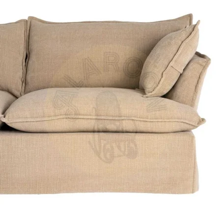 Sofá 3 plazas beige oscuro tejido 100% poliéster relleno doble pluma totalmente desenfundable 221x103x72cm - Ixia - 616168IX - foto-secundaria-5