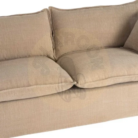 Sofá 3 plazas beige oscuro tejido 100% poliéster relleno doble pluma totalmente desenfundable 221x103x72cm - Ixia - 616168IX - foto-secundaria-6