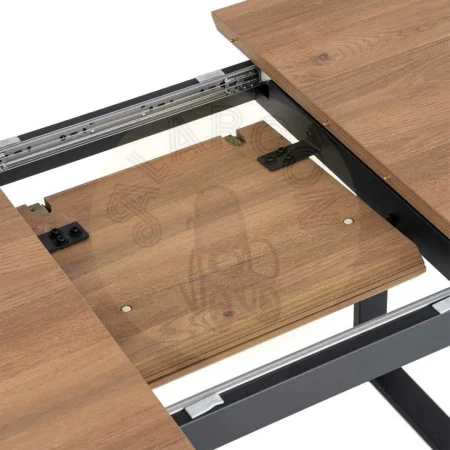 Mesa extensible natural en DM y metal para salón 120x80x76cm - Ixia - 616169IX - foto-secundaria-1