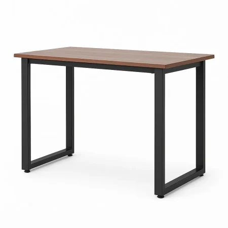 Mesa extensible marrón en tablero de DM y estructura de hierro 120x80x76cm - Ixia - 616170IX - foto-blanco