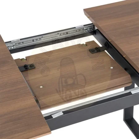 Mesa extensible marrón en tablero de DM y estructura de hierro 120x80x76cm - Ixia - 616170IX - foto-secundaria-1