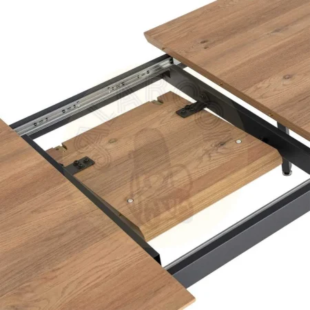 Mesa extensible natural con tablero de DM y estructura metálica 160x90x76cm - Ixia - 616171IX - foto-secundaria-1