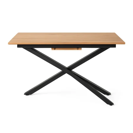 Mesa extensible natural en DM con acabado en melamina y estructura de hierro para salón 160x90x76cm - Ixia - 616173IX - foto-blanco