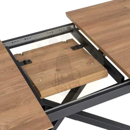 Mesa extensible natural en DM con acabado en melamina y estructura de hierro para salón 160x90x76cm - Ixia - 616173IX - foto-secundaria-1