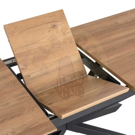 Mesa extensible natural en DM con acabado en melamina y estructura de hierro para salón 160x90x76cm - Ixia - 616173IX - foto-secundaria-2