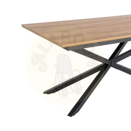 Mesa extensible natural en DM con acabado en melamina y estructura de hierro para salón 160x90x76cm - Ixia - 616173IX - foto-secundaria-4