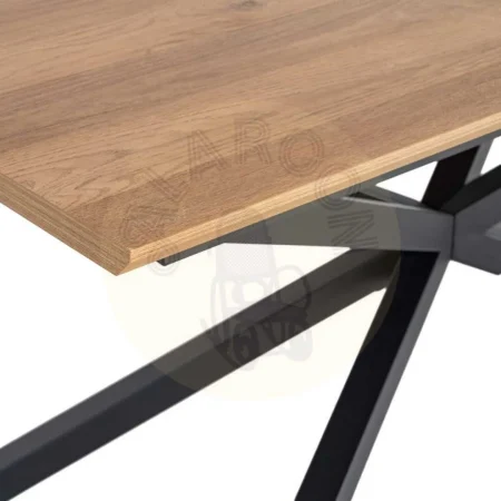 Mesa extensible natural en DM con acabado en melamina y estructura de hierro para salón 160x90x76cm - Ixia - 616173IX - foto-secundaria-5