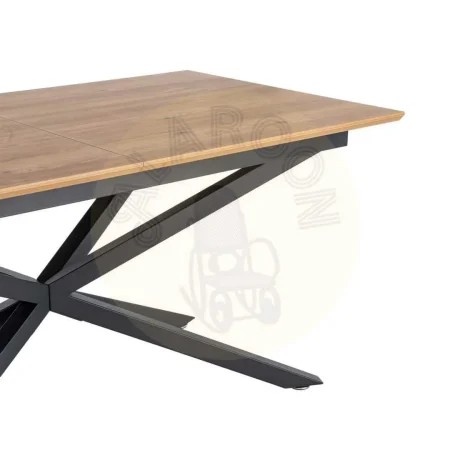 Mesa extensible natural en DM con acabado en melamina y estructura de hierro para salón 160x90x76cm - Ixia - 616173IX - foto-secundaria-7