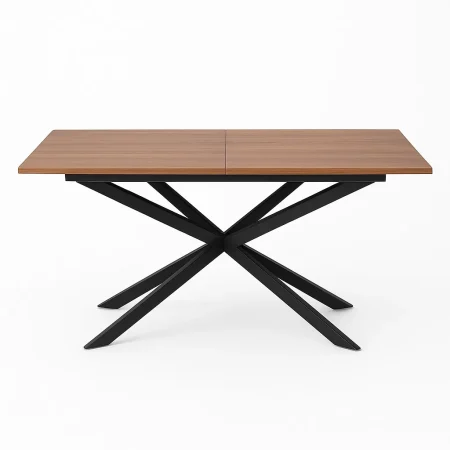 Mesa extensible marrón en DM con patas y estructura de metal para salón 160x90x76cm - Ixia - 616174IX - foto-blanco